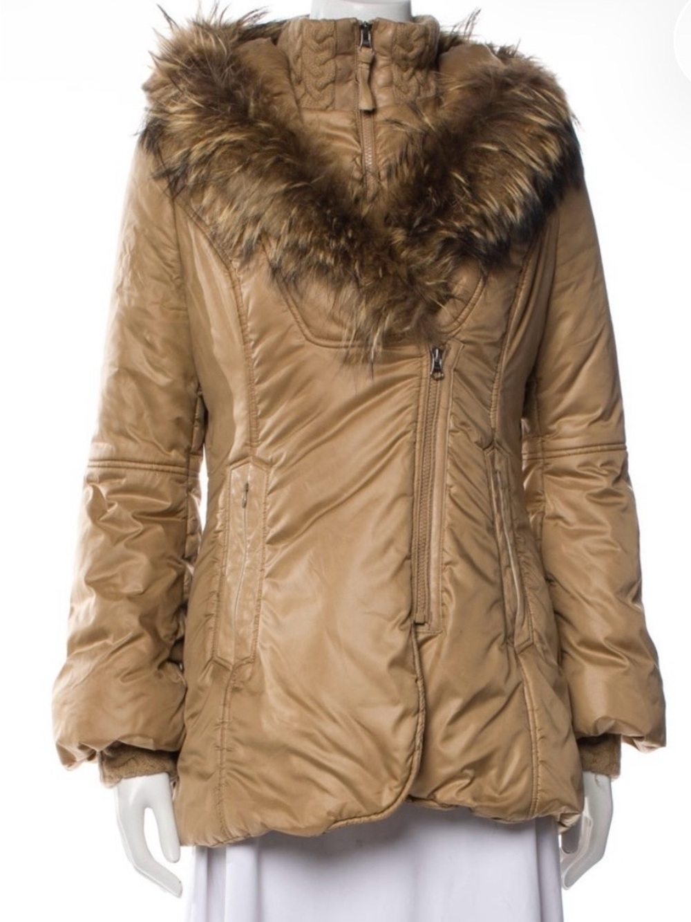 Mackage Tan Faux-Fur Trim Puffer Jacket